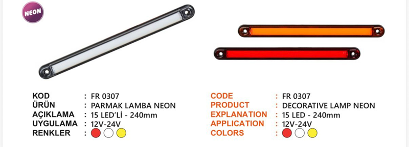 Fr Parmak Lamba Neon 15 Ledli Beyaz