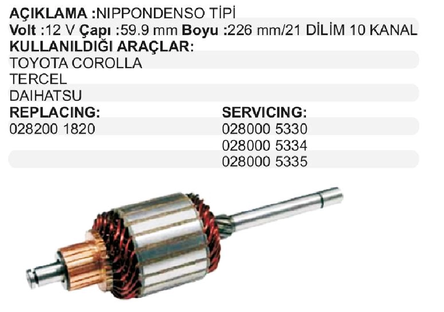 Marş Kollektörü Toyota Corolla, Daıhatsu 88-92 | OEM IM3003