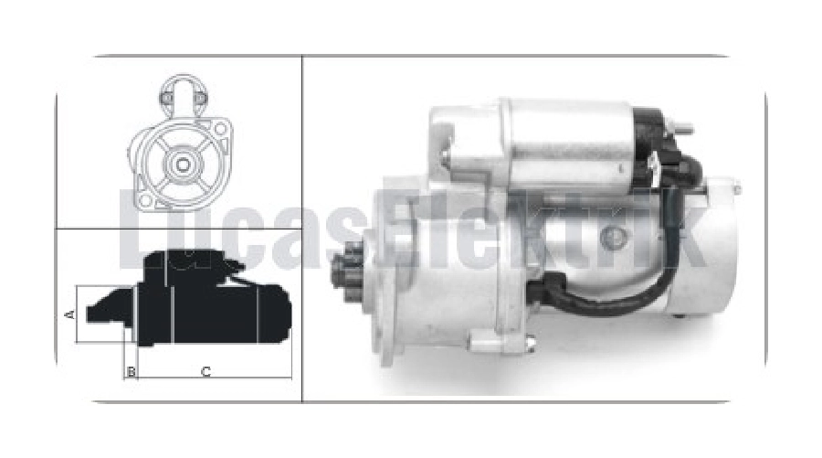 Marş Motoru 12VV 9D 2,3 kW Lucas Tipi Yanmar Forklift, Samsung SE5D-3, SE50, EW55, Hyunday Kubota, Jcb, S | OEM LES0195
