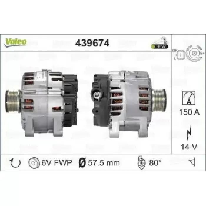 Alternator 12V 150A Berlingo C2 C3 C4 C5 Jumper Xsara Partner Ducato Partner Boxer P308 P3008 P5008 P407 Expert III Jumpy III P206 P807 C8 1,6HDI 2,0HDI | VALEO 439674 | OEM TG15C020-TG15C028-TG15C0