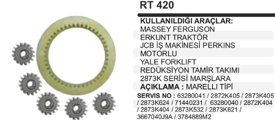 Redüktör Fiberi + 5 Dişli Marelli Tip - Mf, Erkunt, Jcb, Ducato, Boxer | OEM RT420