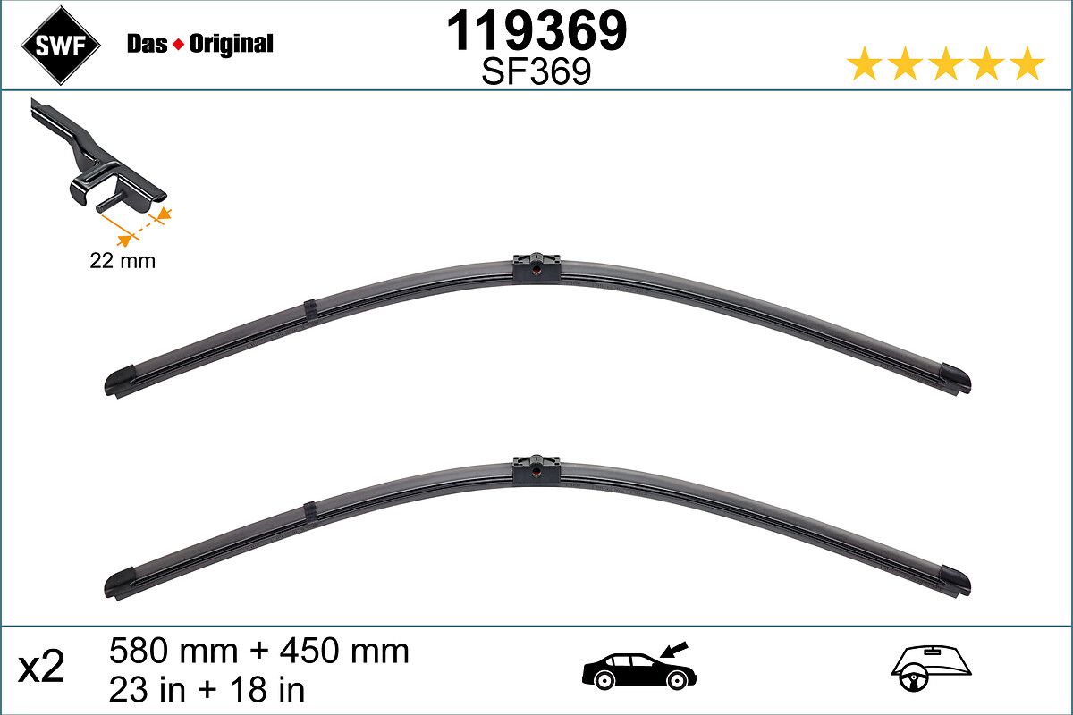 Silecek Supurgesi (X2) 580 / 450MM Muz Tip Alfa Romeo 159 Brera (Swf) | VALEO 119369 | OEM 50516546 50516546 50516547 50516543 50516542 50516547 50516543 50516542