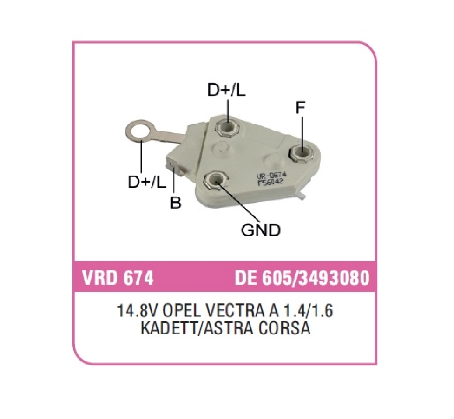 Konjektör Delco Tipi 14.8V - Opel Vectra A 1.4, 1.6-Kadett-Astra Corsa (Yastık Uc Cıkıslı) (Tas) Cıva | OEM VRD674