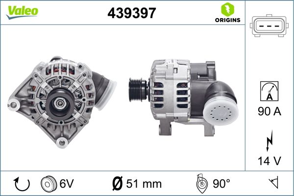 Alternator 14V 90A Bmw E46 E39 E53 | VALEO 439397 | OEM 12317501592 12317501592 12317501687 12317501687