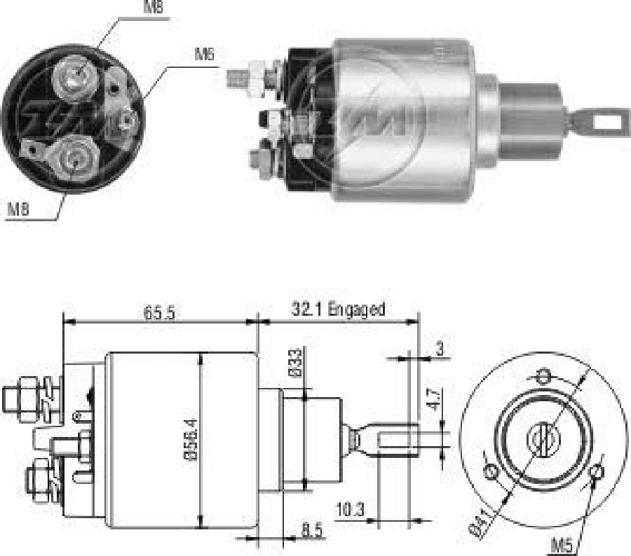 Marş Otom. Bosch Tip 12V Ford Escort Fiesta Yeni Model Dar Gövde Civatalı | OEM ZM-973