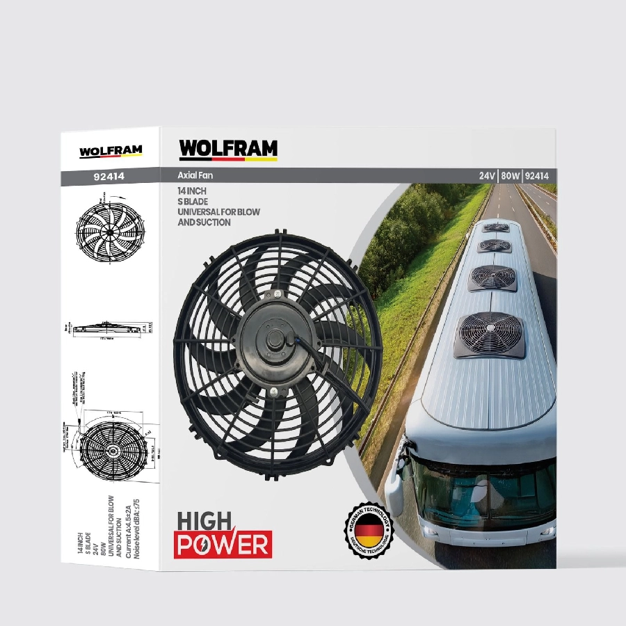 Aksiyel Fan 14 İnch S Kanat 24V 80W | OEM 92414