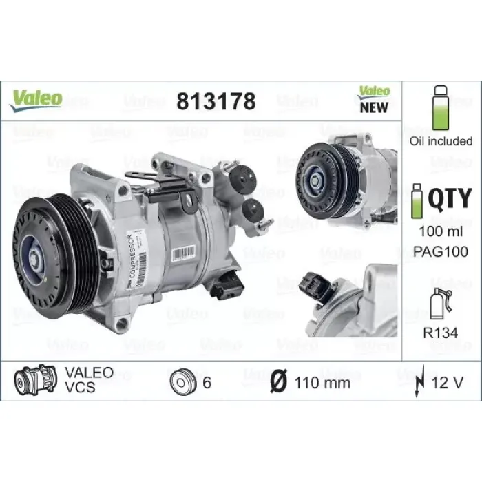 Klima Kompresoru 2008 I-II-208-308 II-5008-508 II-PARTNER-RIFTER-BERLINGO-C3 AIRCROSS-C4 Picasso | VALEO 813178 | OEM 9815198580 9815198580 9809274280 9827528980 9809274280 9827528980