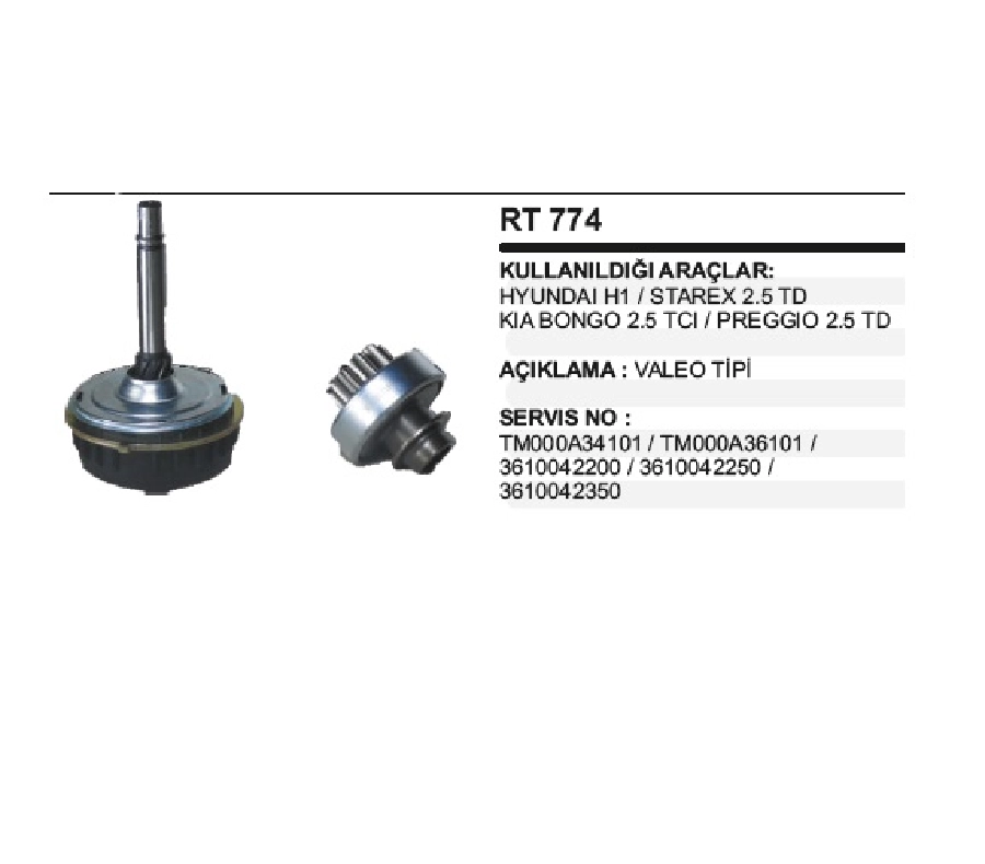 Valeo Tip D7R Hyundai Red Tamir Takımı + Dişli | OEM RT774