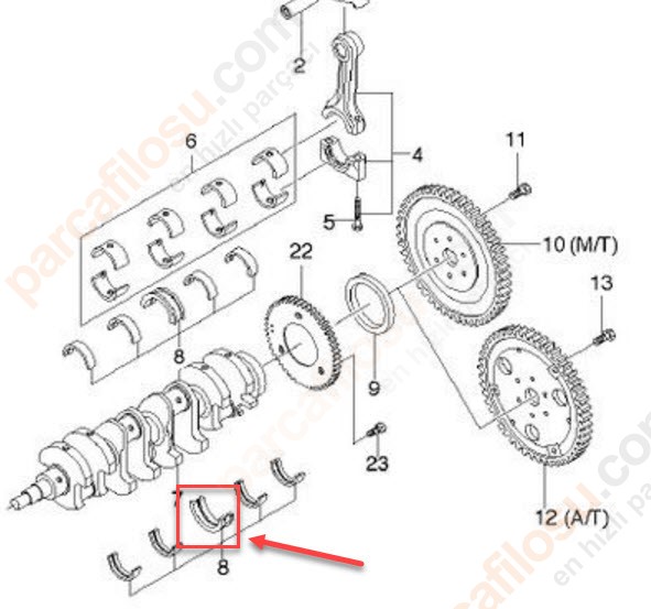 Ana Yatak Std Opel Vectra 1.8 - 2.0 X18XE X20XE | SAHIN 5212 STD | OEM 618049 618049 90166630 90166630