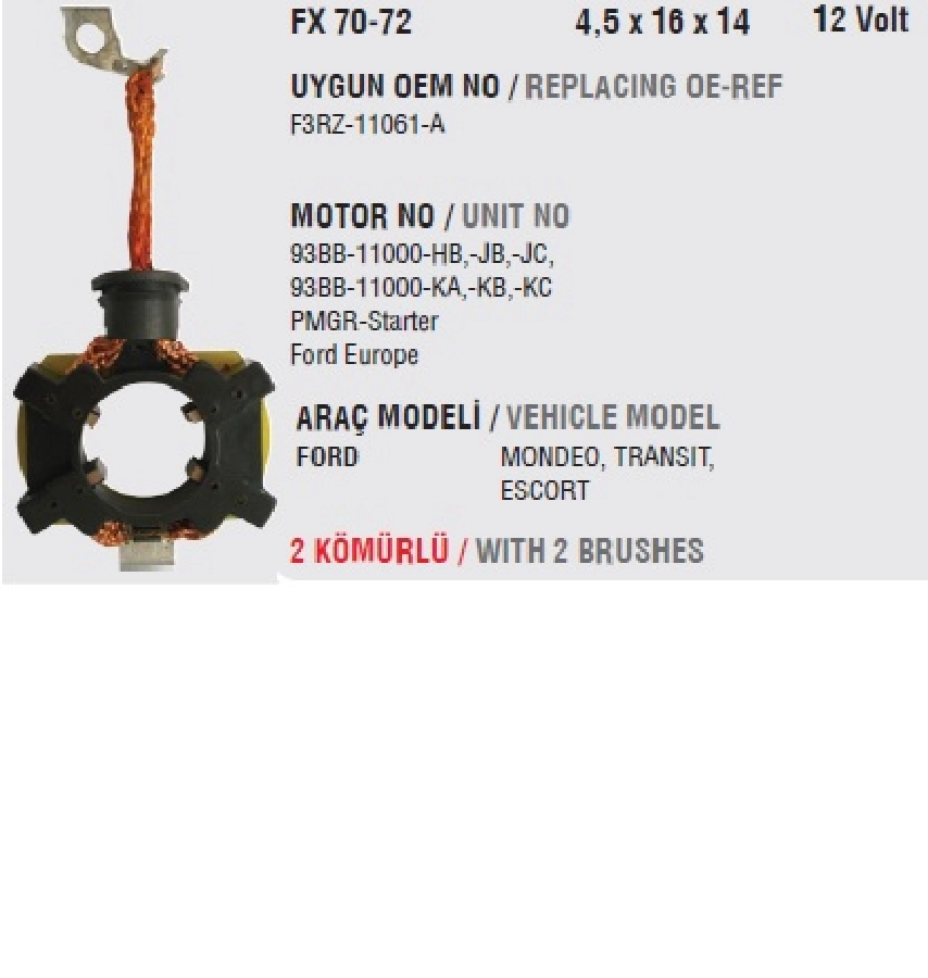 Marş Kömür Yuvası Escort-Focus-Mondeo-Connect 1.8 TDCI 2002-2013 (Uygun Kömür: FX70, 72) | OEM FO0721
