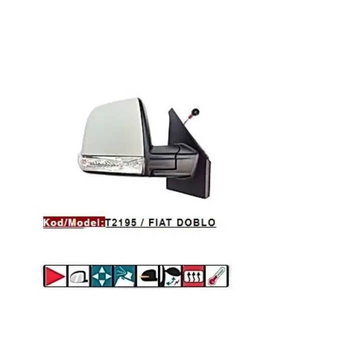 Dis Dikiz Aynasi Çift Camli Elektrikli Rezistansli Astarli Kapak Otomatik Katlanir Sag Doblo 3 10> | TURSAN T2195 | OEM 735645699