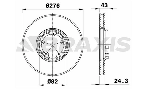 On Fren Disk Aynasi Transit V184 2,0TDCI 04>06 O,CEKER Olcu: (276MM X 24,5 5 Bijon) Hava Sogutmali | BRAXIS AE0139 | OEM 1C1J 1125 A2D 1568654 1568654