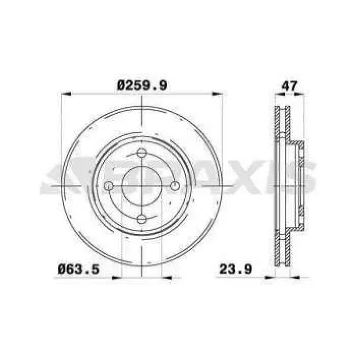 On Fren Disk Aynasi Mondeo II / III 92>00 Scorpio 94>98 Cougar 98>001,6 16V / 1,8 / 2,0I 16V (260 X 24×4D) Hava Sogutmali | BRAXIS AE0116 | OEM 93BX 1125 AC 5026784 5026784