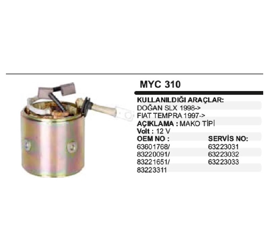 Marş Yastığı + Gövdesi M Tip Dogan SLX 1998 ve sonrası, Tempra Govdelı Yastıgı | OEM MYC310