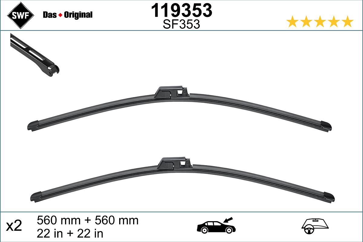 Silecek Supurgesi Swf On Tk. (560MM / 560MM) C-Class W203 03>06 Clk-Class C209 05>09 | VALEO 119353 | OEM A2038201545