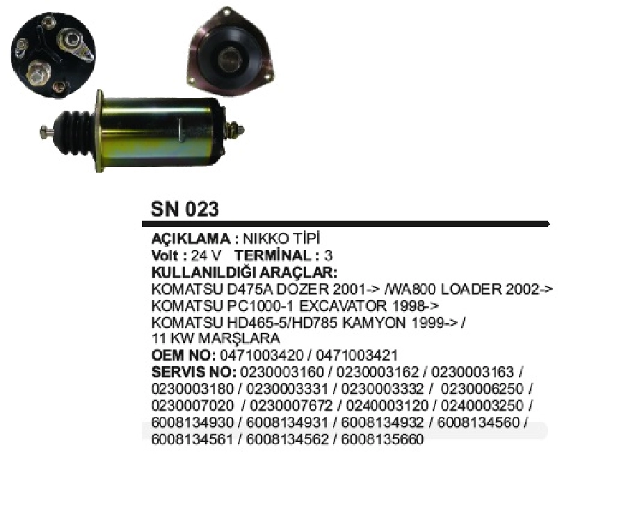Otom 24V 11KW Komatsu D475A Dozer | OEM SN023