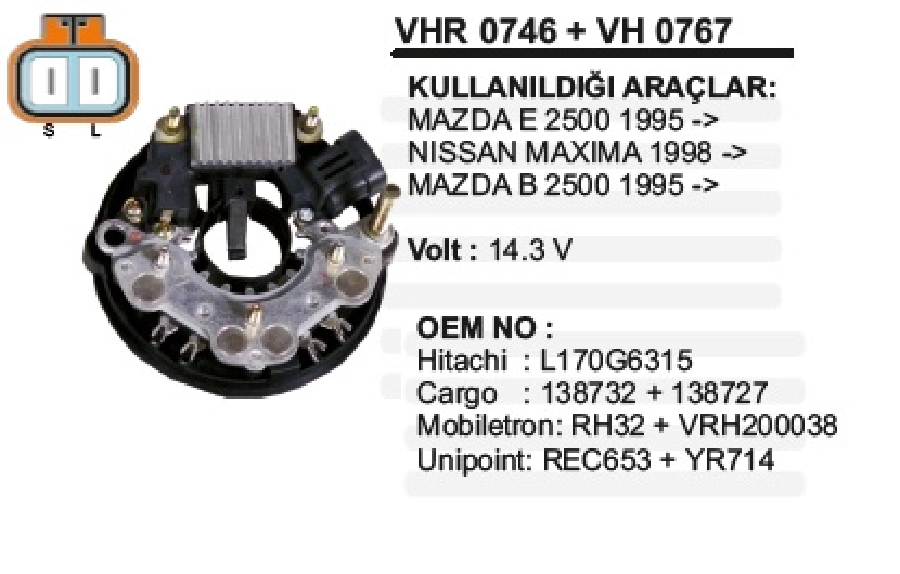 Konjektör + Diyot 12V - Mazda E2200, Nissan Maxıma | OEM IHR746+IH767