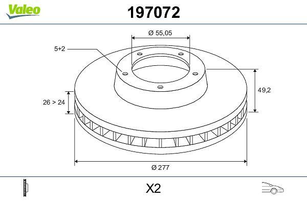 On Fren Diski (Aynasi) Havali Toyota Avensis 1.6 03-08 (277X5) | VALEO 197072 | OEM 4351205040