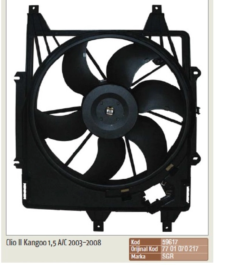 Fan Motoru Davlumbazlı - Renault Clio 2 - Kangoo 1.5 (2003-2008) [Klimalı] (Dv. 7701051458) | OEM 59617