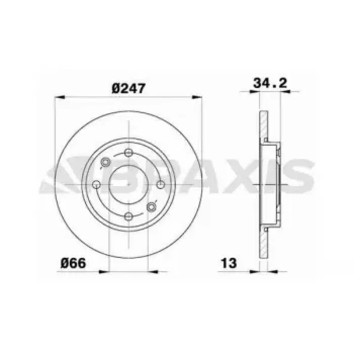 On Fren Disk Aynasi Xsara 1,4 TUD5 P206 P306 1,4 8V (Hava Sogutmasiz) | BRAXIS AE0133 | OEM 4249.A5 4249.A5 4246.R9 4246.R9