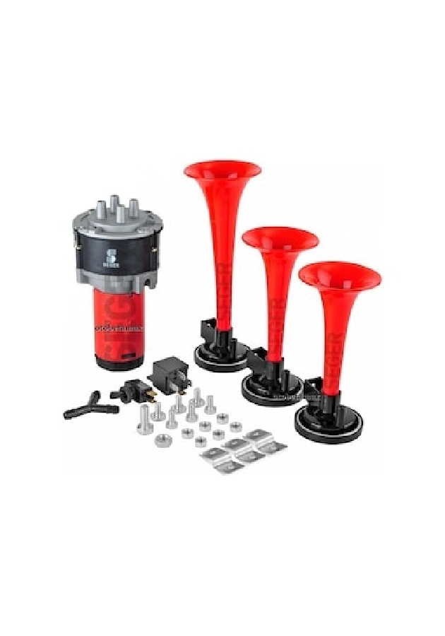 Korna Kompresörlü Üç Plastik Borulu 24V Kırmızı | OEM 80KH24.000.03B
