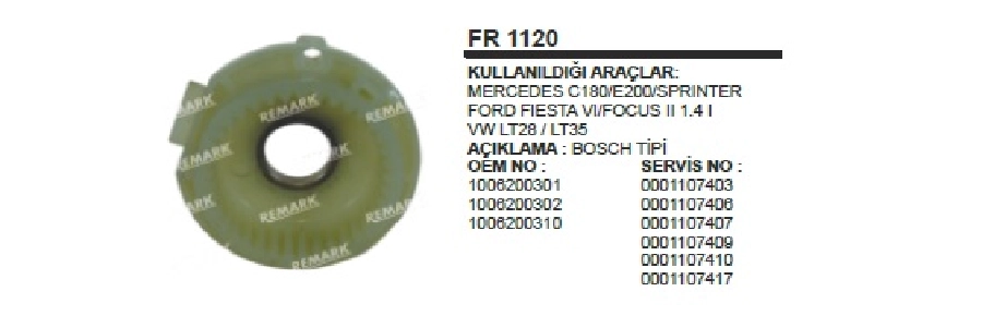 Redüktör Fiberi 37 Diş Bosch Tipi C-180, Sprinter, VW Lt-28, 35 Ford Fiesta Focus | OEM FR1120
