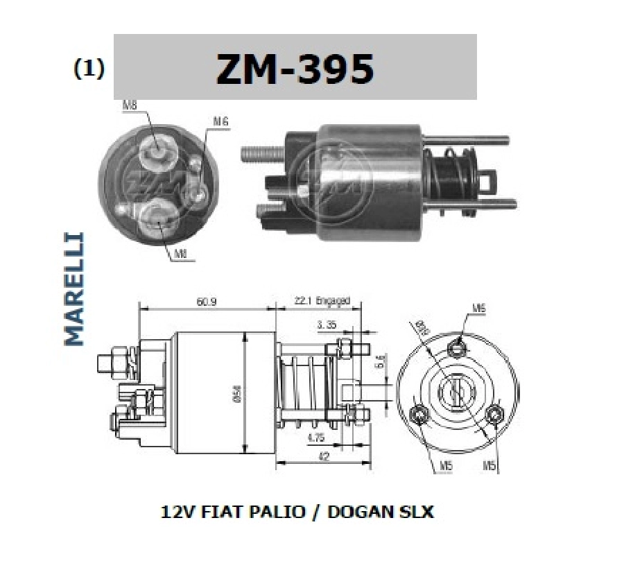 Marş Otom. 12V. Marelli Tipi - D0ĞAN-Kartal-Şahin-Tempra-Tipo-Palio, Brava, Marea, Stılo | OEM ZM-395