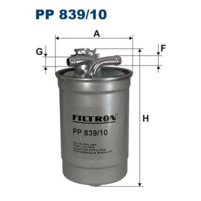 Yakit Filtresi (Mazot) Audi A4 A6 2,0TDI Bna Blb Brf Bre Brd Bva Bvf Bvg 04>08 | FILTRON PP 839/10 | OEM 8E0127401 8E0127401 8E0127401D 8E0127435A 8E0127401D 8E0127435A