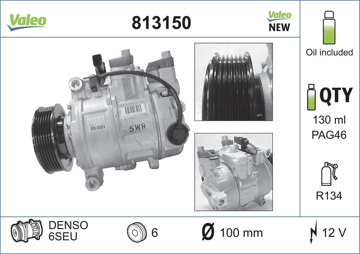 Klima Kompresoru Audi A6 2,0TDI / TFSI 05>11 | VALEO 813150 | OEM 4F0260805G 4F0260805G 4F0260805M 4F0260805P 4F0260805M 4F0260805P