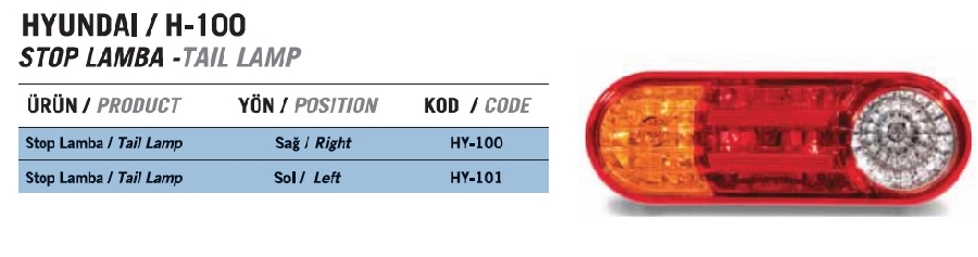 Stop Lam-R - H100 Kamyonet ( 92402-4F000 ) Soketsiz | OEM HY-100