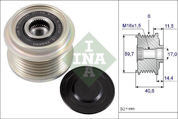 Alternator Kasnagi Astra J A17DTC - A17DTE - A13DTE | INA 535022710 | OEM 1204290