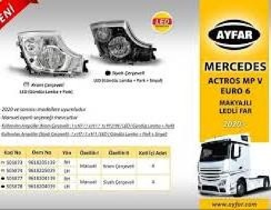 M. Actros Mp V-Euro 6 Far Sol Siyah Çerçeveli Manuel - LED Drl + Park + Sinyal (2020 ve sonrası ) | OEM 505878