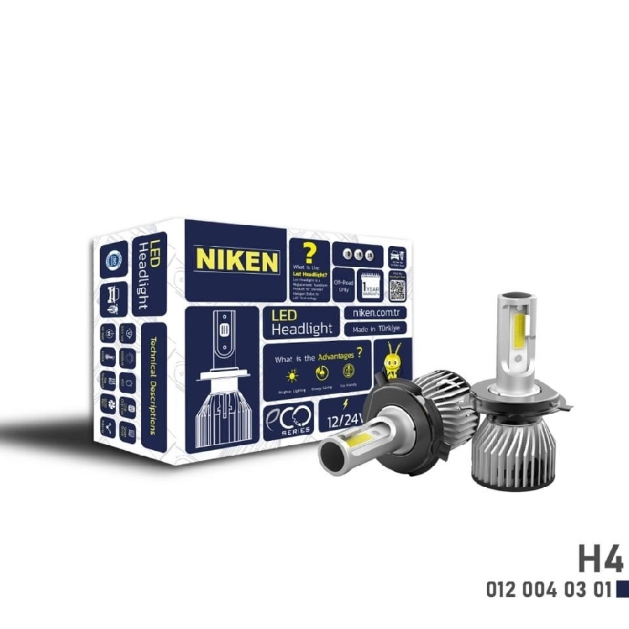 LED Far Ampulü (Takım) Whıte (Beyaz) Eco Series Xenon Tip 12V-24V H4 ** Yeni Tip Mini Gövde ** | OEM 0120040301