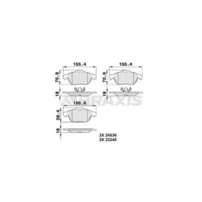 On Fren Balatasi Renault Megane II 05> Grand Scenic II III 05> Clio III 04> 1.5 1.6 16V 1.9 D 2.0 16V 2.0 16 | BRAXIS AA0092 | OEM 7701209101 7701209101 410600756R 7701209672 8671016705 410600756R 7701209672 8671016705