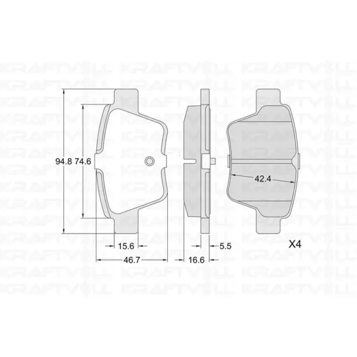 Arka Fren Balatasi P307 C4 C4 Coupe P207 1,4 16V,1,6 16V,1,6 Hdi 110 Fap,1,6 Hdi 90 2,0 16V,2,0 Hdi 135 Fap | KRAFTVOLL 07010332 | OEM 425399 425476 425322 425325