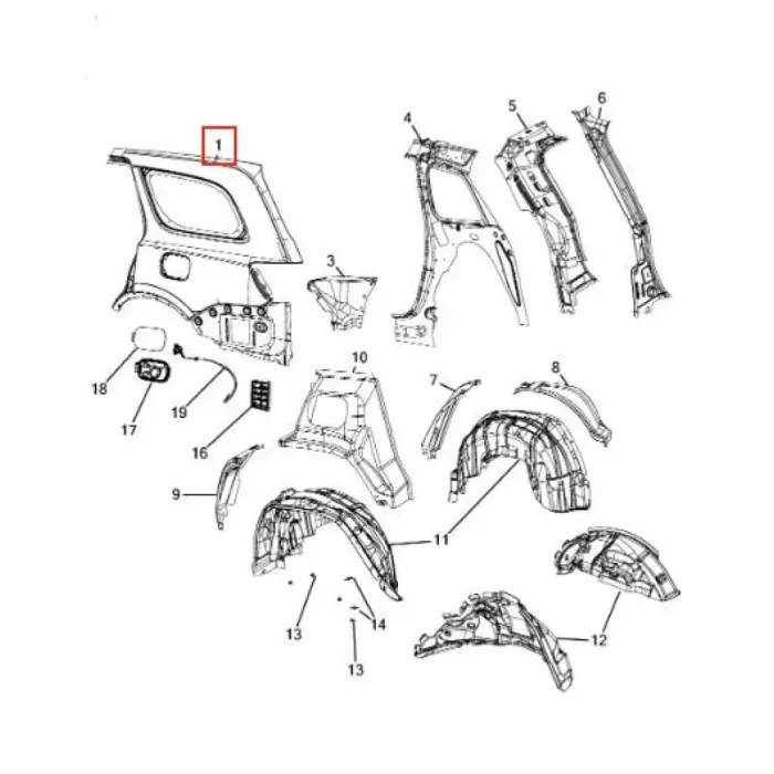 Arka Camurluk Sol Cherokee 16> | YRJ YRJ14-CRK16-401L | OEM YRJ14-CRK16-401L