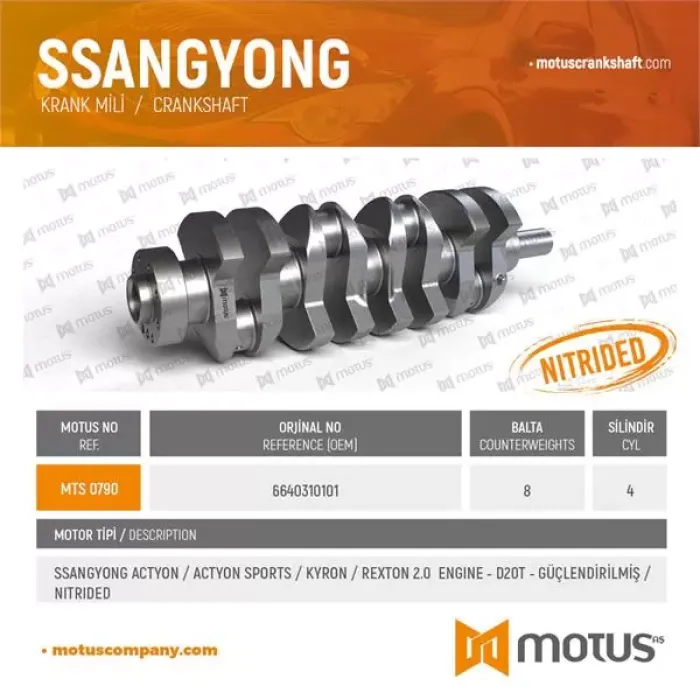 Krank Mili Ssangyong Krank Mili Actyon Actyon Sports Kyron Rexton 2.0 Dizel D20T | MOTUS 790 | OEM 66403-10101