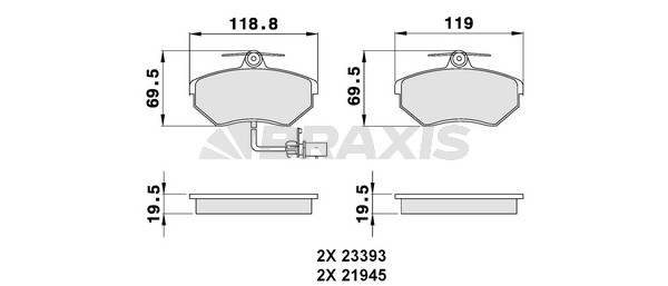 On Fren Balatasi Passat A4 Exeo 94>05 | BRAXIS AB0038 | OEM 8E0698151B 8E0698151M