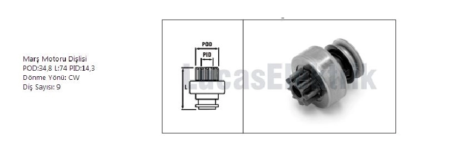 Marş Dişlisi 9D Bosch Tipi (0366) Alfa Romeo-Mercedes 200D-Iveco | OEM SDR1007