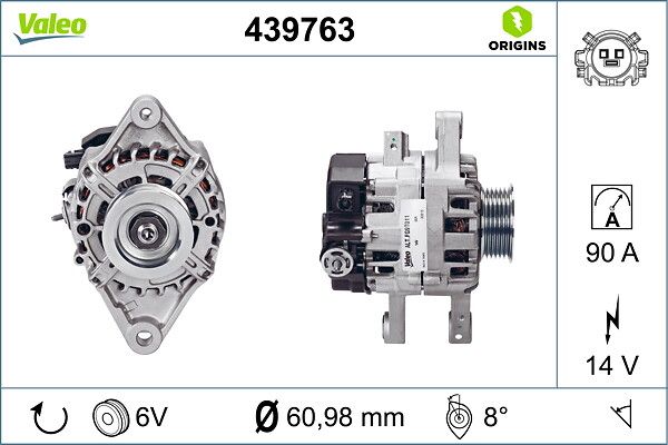 Alternator 12V Yaris 2011> | VALEO 439763 | OEM 270600Q140