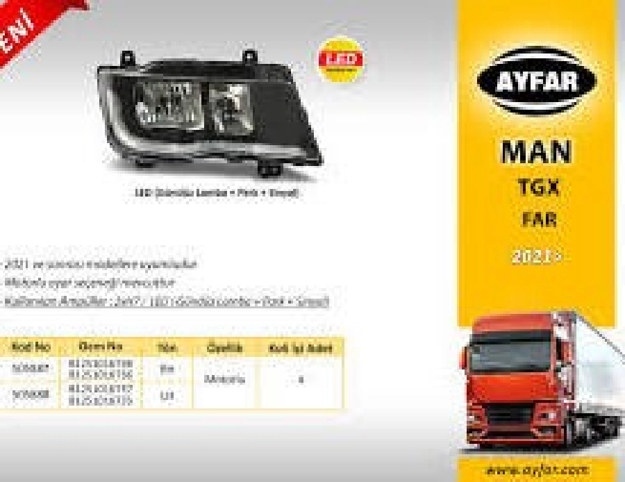 MAN TGX Far Sol Motorlu - LED Drl + Park + Sinyal (2021 ve sonrası ) | OEM 505888