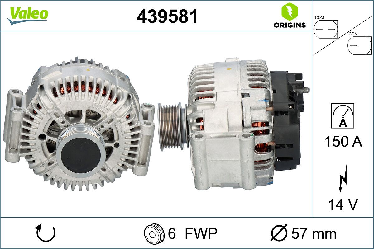 Alternator 12V 150A A6 2,0 TFSI 05> | VALEO 439581 | OEM 06D903016D 06D903016D 06E903016D 06E903016D