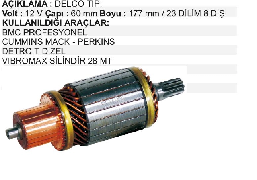 Marş Kollektörü Delco Nıkko Tipi 12V Im 3019 10457117 28 Mt. Forklift BOY:177 CAP:60,2 DIS:8 Dilim:23 | OEM IM3019