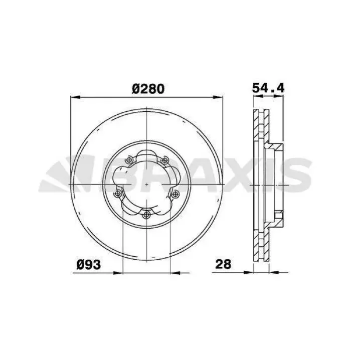 On Fren Disk Aynasi Transit V347 06>14 O,CEKER Hava Sogutmali Olcu: (280 * 28) | BRAXIS AE0141 | OEM 6C11 1125 BB 1503290 1503290