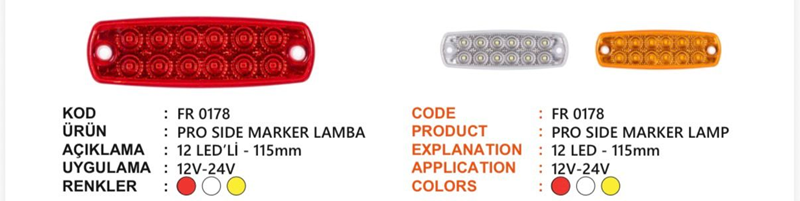 Fr Pro Side Marker Lamba 12 Ledli Beyaz