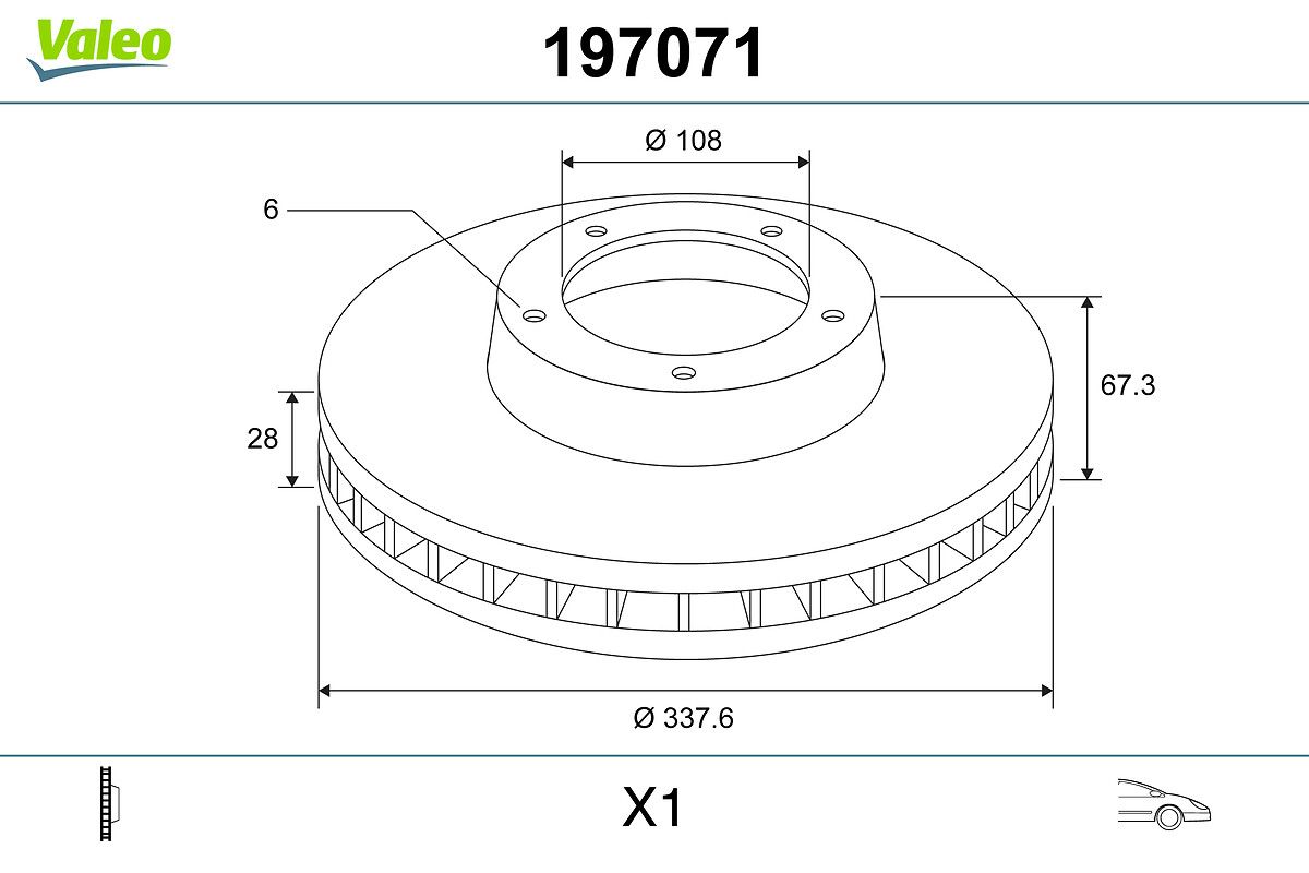 Fren Aynasi On Havali Land Cruiser D 4D 03>11 338×6 | VALEO 197071 | OEM 4351260150 4351260150 4351260151 4351260151