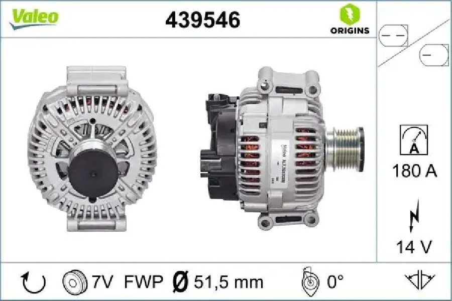 Alternatör 14V 180A Mercedes W169 04-12 W204 09-14 W212 09-15 W164 09-11 W639 2006 ve sonrası Sprinter 906 06-09 | OEM 439546