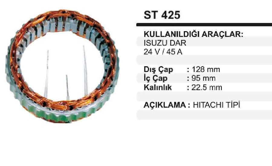 Statör Japon Tip 24V 35A Isuzu Mitsubishi { Dar } (10216) | OEM ST425