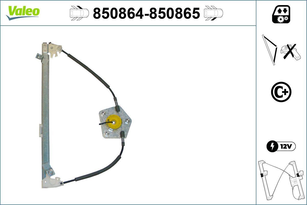 Cam Mekanizmasi Elektrikli On Sag P406 95 04 | VALEO 850865 | OEM 9222E9