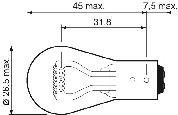 Ampul 12V 21 / 5W 1016 Capraz Tirnak (10 Lu Paket) P21/5W | VALEO 032207